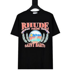 Rhude 23ss Paradis Tropical Beach Print Short Sleeve T-Shirt